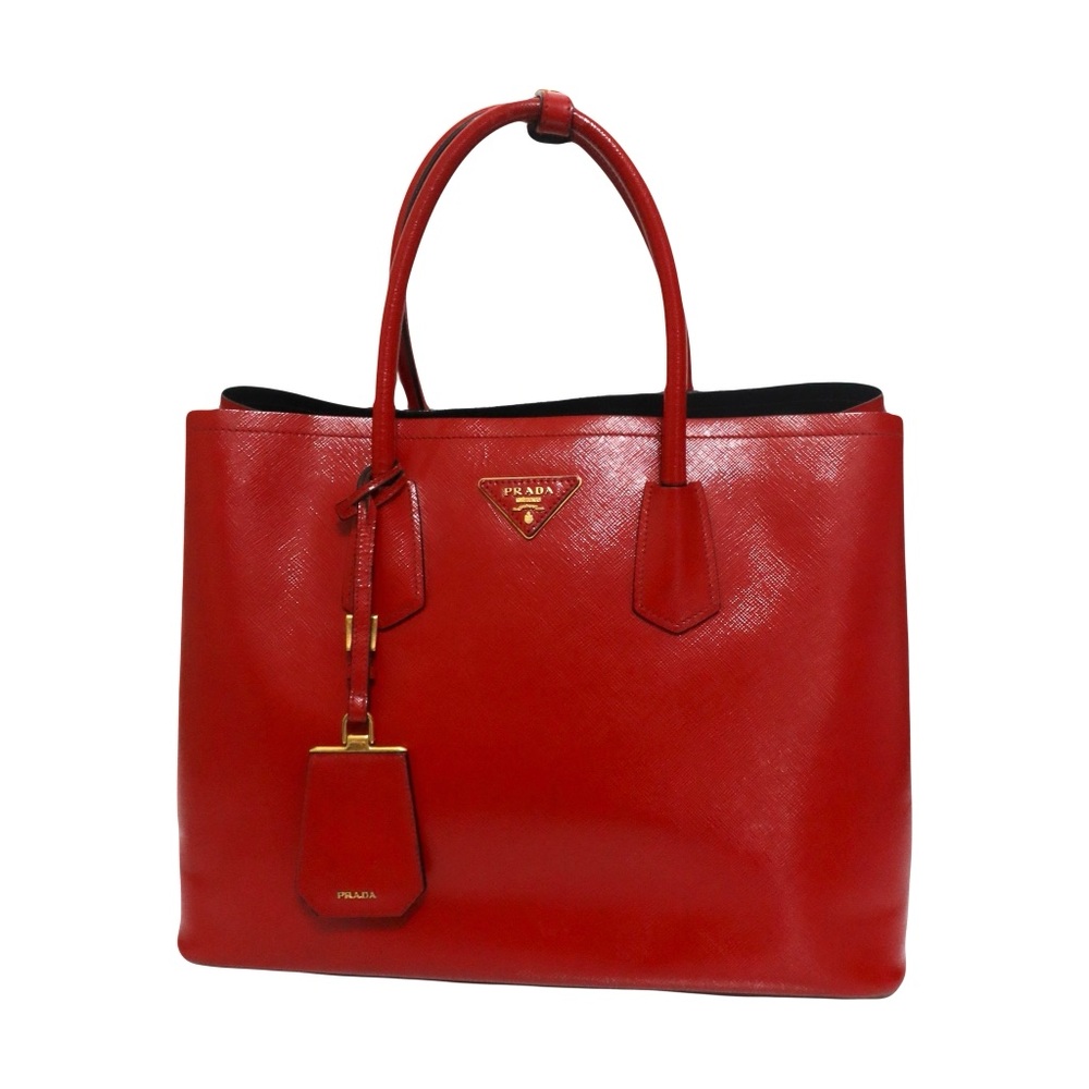 Prada Saffiano Vernice Double Bag Rosso